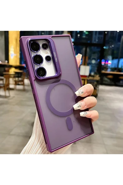 Coverzone Galaxy S24 ile uyumlu Kamera Lens Aparatlı Stand Olabilen Magsafe ile uyumlu Şeffaf Color Magnetic ürün görseli 1