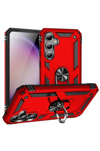 Coverzone Samsung Galaxy S23 FE ile uyumlu Kılıf Z-Vega Shockproof Standlı Yüzük Tutuculu Mega Case Kapak ürün görseli 1