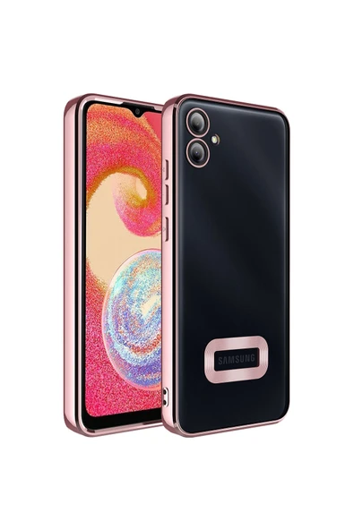 Coverzone Galaxy A04E ile Uyumlu Kılıf Kamera Korumalı Logo Gösteren Colored Z-omega Rose gold ürün görseli 1