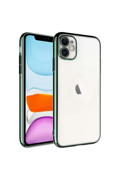 Coverzone iPhone 11 ile uyumlu Kılıf Şeffaf arka yüzey Sert PC Renkli Çerçeveli Z-Riksos Kapak ürün görseli 1