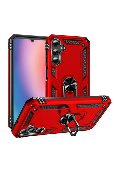 Coverzone Samsung Galaxy A15 ile uyumlu Kılıf Z-Vega Shockproof Standlı Yüzük Tutuculu Mega Case Kapak ürün görseli 1