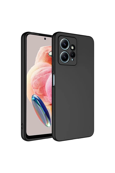Coverzone Xiaomi Redmi Note 12 4G ile Uyumlu Kılıf Kadife Iç Yüzey Silikon Z-Mara Lansman Vieri Kılıf Siyah ürün görseli 1