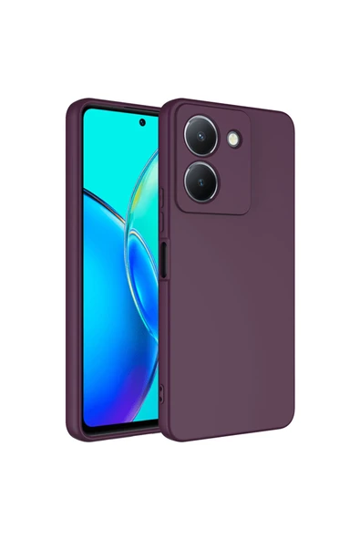 Coverzone Vivo Y36 4G ile Uyumlu Kılıf Kadife Iç Yüzey Silikon Z-Mara Lansman Vieri Kılıf Koyu Mor ürün görseli 1