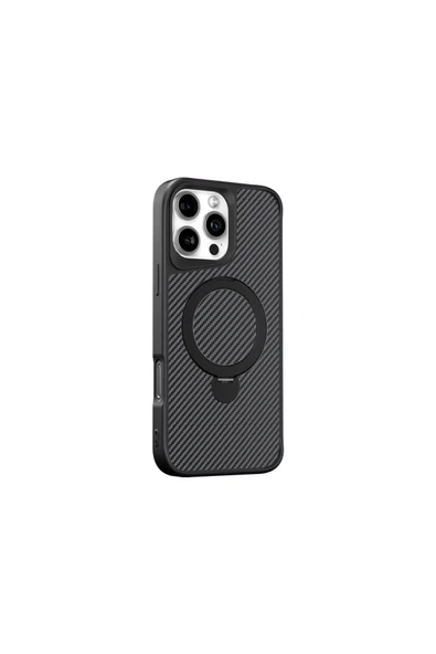 Coverzone iPhone 14 Pro Max ile uyumlu Kılıf Karbon Fiber Görünümlü Magsafe ile uyumlu Stand olabilen Carbon ürün görseli 1