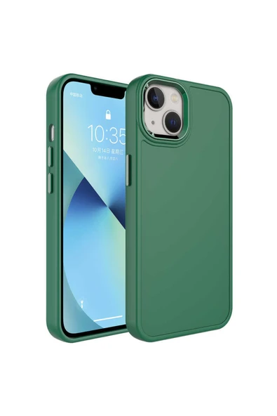 Coverzone Iphone 14 Plus Ile Uyumlu Kılıf Metal Çerçeve Tasarımlı Pastel Renkli Sert Ebullience Koyu Yeşil ürün görseli 1