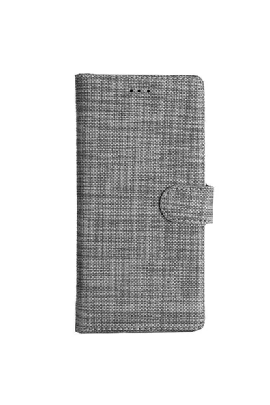 Coverzone General Mobile Gm 8 Go Uyumlu Standlı Kartvizitli Ve Para Gözlü Kumaş Desen Cüzdan Kılıf Gri ürün görseli 1