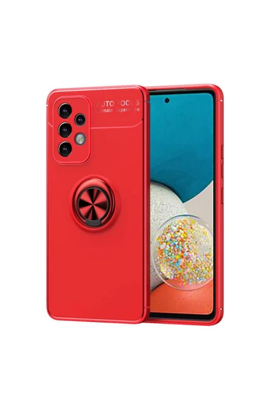 Coverzone Galaxy A53 5g Kılıf Ravel Yüzük Tutuculu Standlı Silikon Kırmızı ürün görseli 1