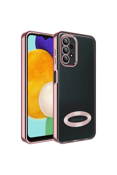 Coverzone Galaxy A23 Ile Uyumlu Kılıf Kamera Korumalı Logo Gösteren Colored Z-omega Rosegold ürün görseli 1