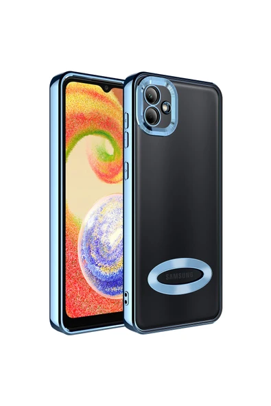 Coverzone Galaxy A04 Ile Uyumlu Kılıf Kamera Korumalı Logo Gösteren Colored Z-omega Kapak Mavi Açık ürün görseli 1