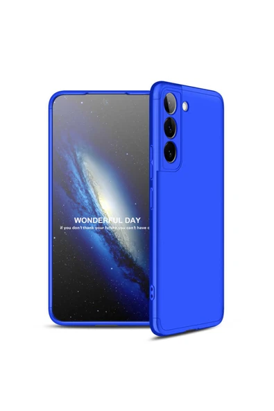 Coverzone Galaxy S22 Ile Uyumlu Kılıf 3 Parça 360 Soft Hard Koruma Mavi ürün görseli 1