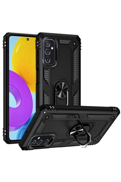 Coverzone Galaxy M52 Kılıf Shockproof Yüzük Tutuculu Vega Siyah ürün görseli 1