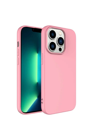 Coverzone Iphone 14 Pro Ile Uyumlu Kılıf Kadife Iç Yüzey Silikon Vieri Kılıf Pembe ürün görseli 1