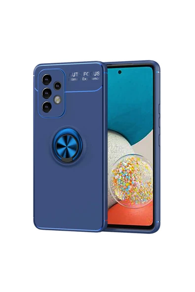 Coverzone Galaxy A53 5g Kılıf Ravel Yüzük Tutuculu Standlı Silikon Mavi ürün görseli 1