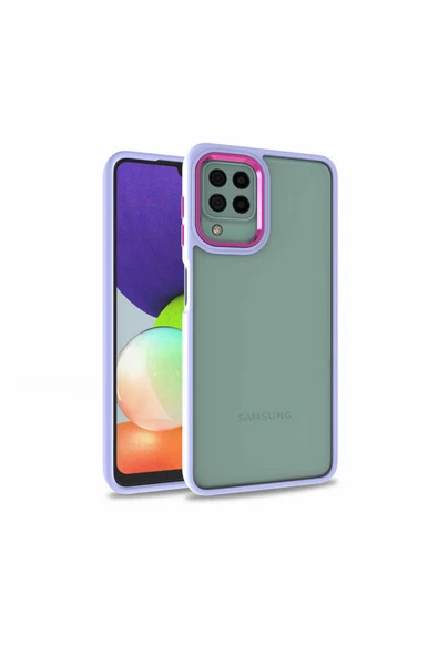 Coverzone Galaxy A22 4g Ile Uyumlu Kılıf Kontrast Renk Tasarımlı Cynosure Kapak Lila ürün görseli 1