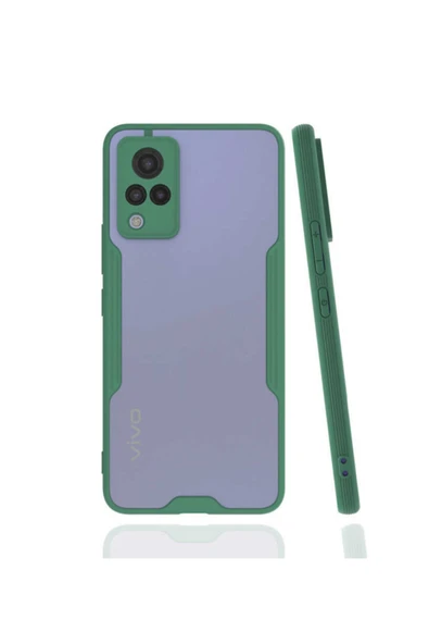 Coverzone Vivo V21 Kılıf Için Uyumlu Kılıf Renkli Kenar Perfe Tpu Silikon Kılıf Koyu Yeşil ürün görseli 1