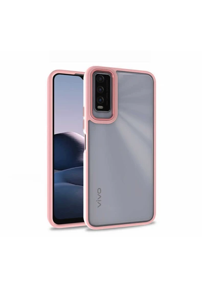 Coverzone Vivo Y20 Ile Uyumlu Kılıf Kontrast Renk Tasarımlı Cynosure Kapak Rosegold ürün görseli 1