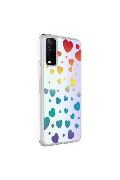 Coverzone Vivo Y20s Ile Uyumlu Kılıf Parlayan Fosfor Yüzeyli Desenli Kapak Heart ürün görseli 1