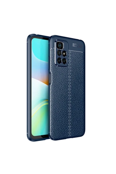 Coverzone Redmi 10 Uyumlu   Niss Silikon Deri Görünümlü Lacivert ürün görseli 1