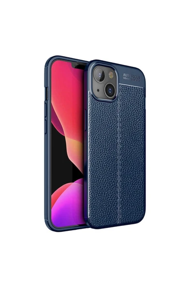 Coverzone Iphone 14 Plus Ile Uyumlu Kılıf Niss Silikon Deri Görünümlü Lacivert ürün görseli 1