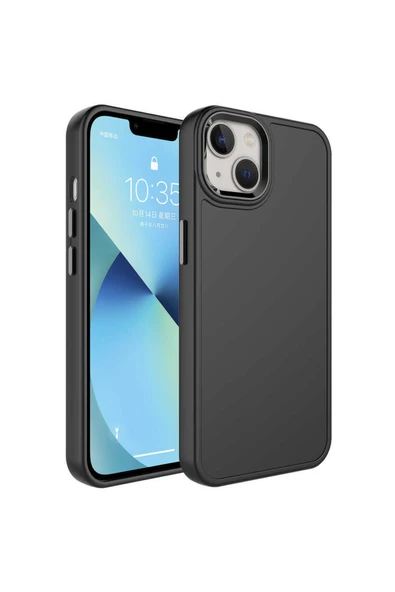 Coverzone Iphone 14 Plus Ile Uyumlu Kılıf Metal Çerçeve Tasarımlı Pastel Renkli Sert Ebullience Siyah ürün görseli 1