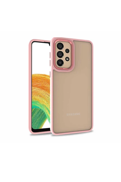Coverzone Galaxy M32 Ile Uyumlu Kılıf Kontrast Renk Tasarımlı Cynosure Kapak Rosegold ürün görseli 1