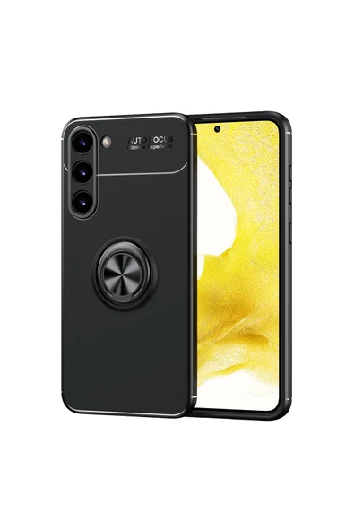Coverzone Galaxy S23 Plus Ile Uyumlu Kılıf Yüzük Tutuculu Mıktanıslı,standlı Novel Silikon Siyah ürün görseli 1