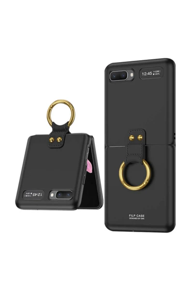 Coverzone Galaxy Z Flip Ile Uyumlu 180 Derece Dönen Katlanabilir Orld Kılıf Siyah ürün görseli 1