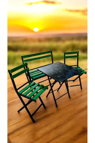 Modern Style Home Modern Balkon Bahçe Mutfak Bistro Set Katlanır Masa-sandalye Yeşil ürün görseli 1