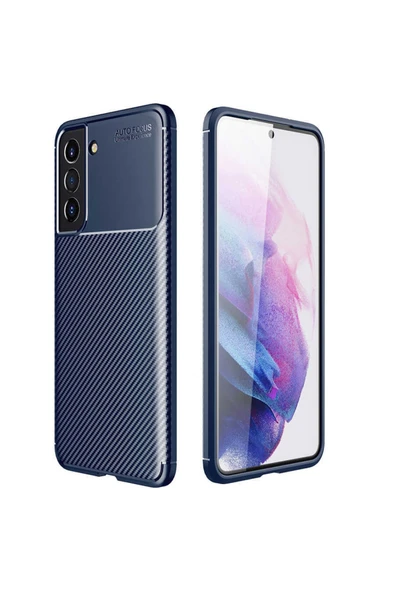 Coverzone Galaxy S21 Fe Ile Uyumlu Kılıf Karbon Delüx Tpu Silikon Lacivert ürün görseli 1