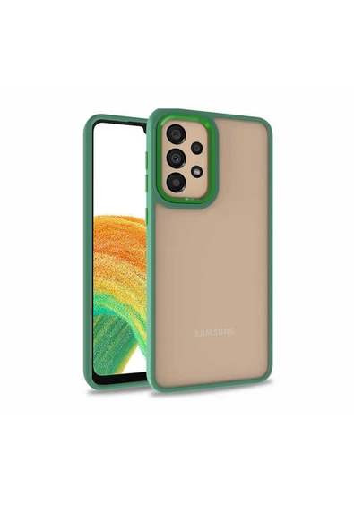 Coverzone Galaxy M32 Ile Uyumlu Kılıf Kontrast Renk Tasarımlı Cynosure Kapak Yeşil ürün görseli 1
