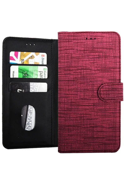 Coverzone Omix X300 Standlı Kartvizitli Ve Para Gözlü Kumaş Desen Koyu Pembe ürün görseli 1