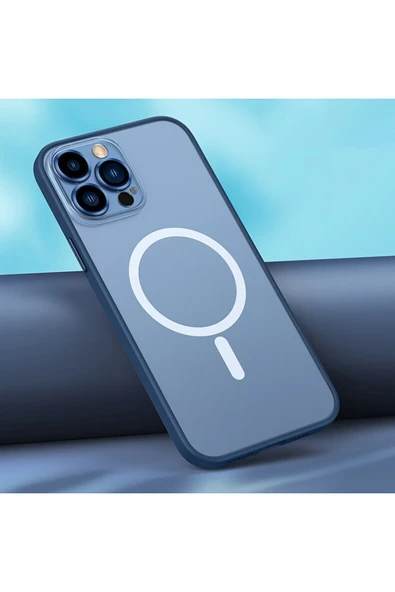 Coverzone Iphone 13 Pro Max Ile Uyumlu Şeffaf Renkli Transparan Chatoyant Magsafe Uyumlu Kılıf Lacivert ürün görseli 1