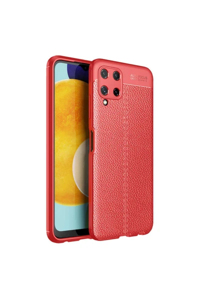 Coverzone Samsung Galaxy A22 4g Uyumlu Kılıf Niss Silikon Deri Görünümlü Kırmızı ürün görseli 1