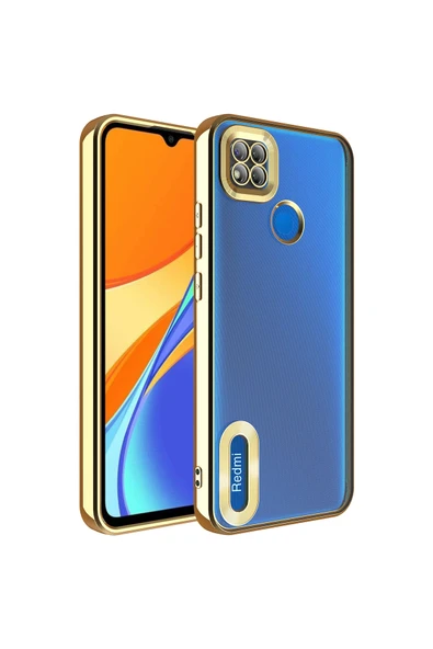 Coverzone Redmi 9 Pro Ile Uyumlu Kılıf Kamera Korumalı Logo Gösteren Colored Z-omega Kapak Gold ürün görseli 1