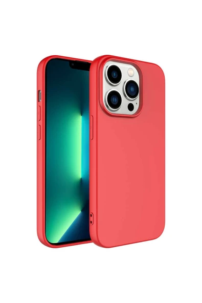 Coverzone Iphone 14 Pro Ile Uyumlu Kılıf Kadife Iç Yüzey Silikon Vieri Kılıf Kırmızı ürün görseli 1