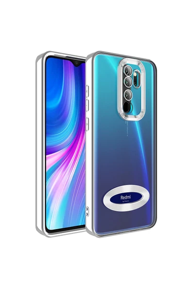 Coverzone Redmi Note 8 Proile Uyumlu Kılıf Kamera Korumalı Logo Gösteren Colored Z-omega Kapak Gümüş ürün görseli 1