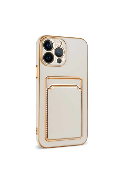 Coverzone Iphone 13 Ile Uyumlu Dikişli Kartlıklı Serta Silikon Kılıf Beyaz ürün görseli 1