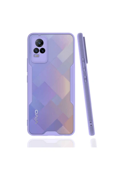 Coverzone Vivo V21e Kılıf Için Uyumlu Kılıf Renkli Kenar Perfe Tpu Silikon Kılıf Mor ürün görseli 1