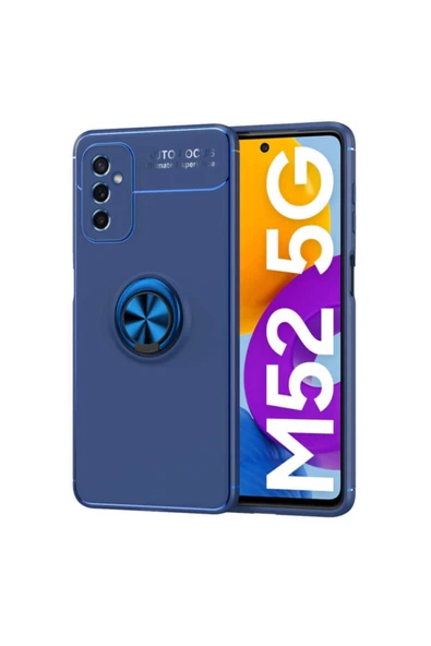 Coverzone Galaxy M52 Kılıf Ravel Yüzük Tutuculu Standlı Silikon Kılıf Mavi ürün görseli 1