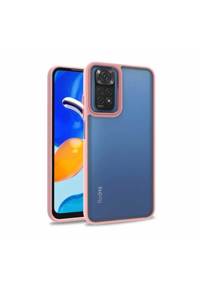 Coverzone Xiaomi Redmi Note 11s Ile Uyumlu Kılıf Kontrast Renk Tasarımlı Cynosure Kapak Rosegold ürün görseli 1