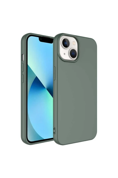 Coverzone Iphone 14 Ile Uyumlu Kılıf Kadife Iç Yüzey Silikon Vieri Kılıf Koyu Yeşil ürün görseli 1