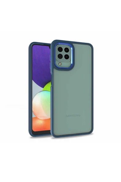 Coverzone Galaxy M22 Ile Uyumlu Kılıf Kontrast Renk Tasarımlı Cynosure Kapak Mavi ürün görseli 1