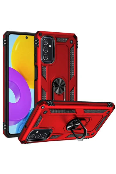 Coverzone Galaxy M52 Kılıf Shockproof Yüzük Tutuculu Vega Kırmızı ürün görseli 1
