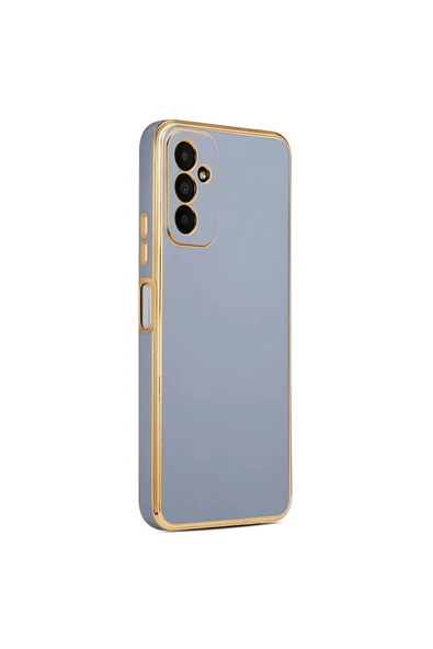 Coverzone Galaxy M13 Ile Uyumlu Kılıf Gold Kenar Pastel Renkli Halcyon Z-bark Kapak Mavi ürün görseli 1