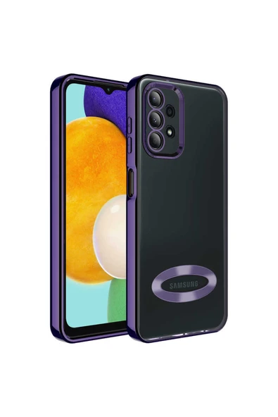 Coverzone Galaxy A23 Ile Uyumlu Kılıf Kamera Korumalı Logo Gösteren Colored Z-omega Derin Mor ürün görseli 1
