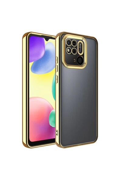 Coverzone Redmi Note 10s Ile Uyumlu Kılıf Kamera Korumalı Logo Gösteren Colored Z-omega Kapak Gold ürün görseli 1
