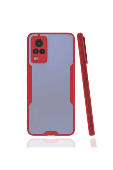 Coverzone Vivo V21 Kılıf Için Uyumlu Kılıf Renkli Kenar Perfe Tpu Silikon Kılıf Kırmızı ürün görseli 1