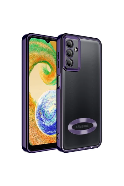 Coverzone Galaxy A04s Ile Uyumlu Kılıf Kamera Korumalı Logo Gösteren Colored Z-omega Kapak Derin Mor ürün görseli 1