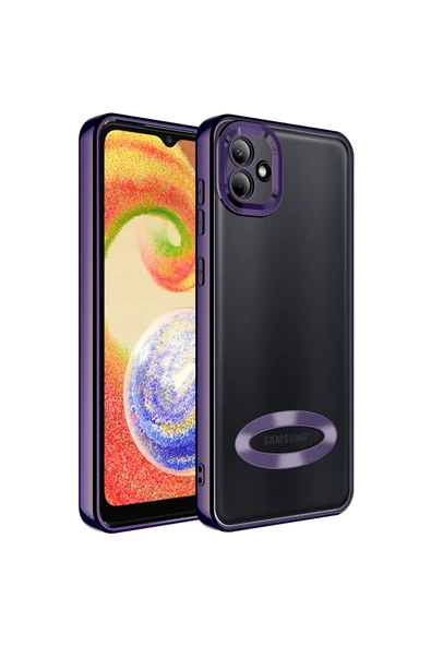 Coverzone Galaxy A04 Ile Uyumlu Kılıf Kamera Korumalı Logo Gösteren Colored Z-omega Kapak Derin Mor ürün görseli 1