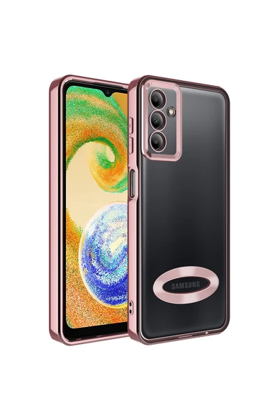 Coverzone Galaxy A04s Ile Uyumlu Kılıf Kamera Korumalı Logo Gösteren Colored Z-omega Kapak Rosegold ürün görseli 1